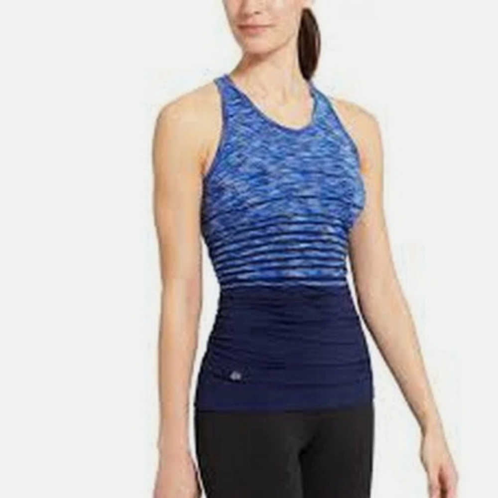 Athleta Ruched Reflective Racerback Tank Top Blue Small